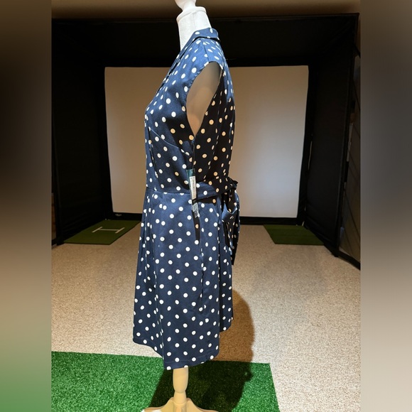 NWT Ralph Lauren Women’s Navy Blue & White Polka Dot Dress Size 16P - Picture 4 of 13